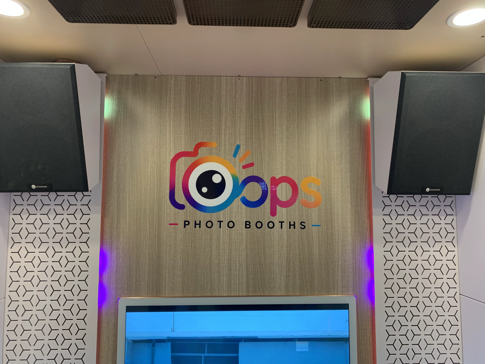 Inside the Oops Photo Booths studio booth